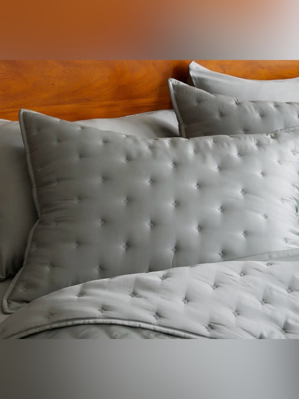 NWOT Quince Bamboo Dream Quilted Sham Set, King (Eucalyptus) - Picture 5 of 5